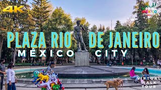 【4K】COLONIA ROMA Plaza Rio de Janeiro México City - Virtual Walking Tour in 4KHD60fp 4K México