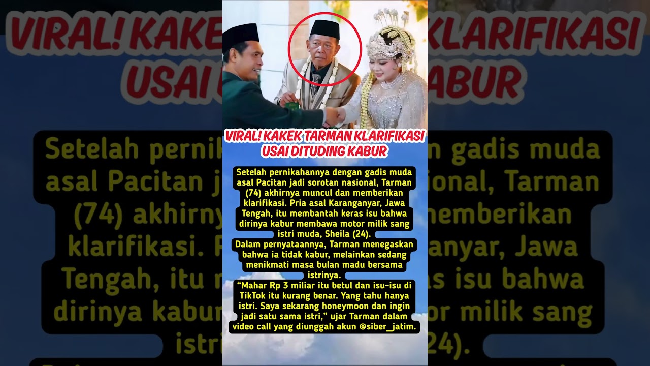 Viral! Kakek Tarman Klarifikasi Usai Dituding Kabur 
