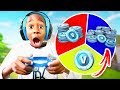 9 Year Old Kid WINS 10,000 V BUCKS In 1 Kill = 1 Spin Challenge! (Wheel Of Fortnite)