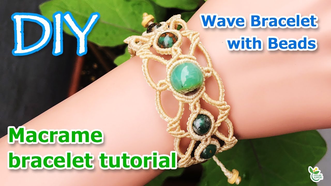 ビーズを使ったワイルドなウェーブブレスレットの作り方 How to make a wild macrame wave bracelet ...