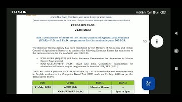 ICAR AIEEA PG AICE JRF SRF PhD 2023 Score Card Released Official Update. ICAR 2023 Latest Update.