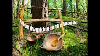 Woodworking in the Woods  Bushcraft  Bucksaw  Kuksa carving  Wooden Plate and Spoon