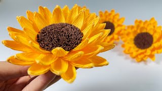 How to make sunflower with crepe paper step by step #icraftpaper #diy #paper #craft #handmade