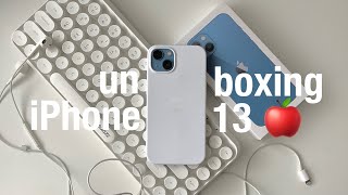 iphone 13 blue unboxing + accessories