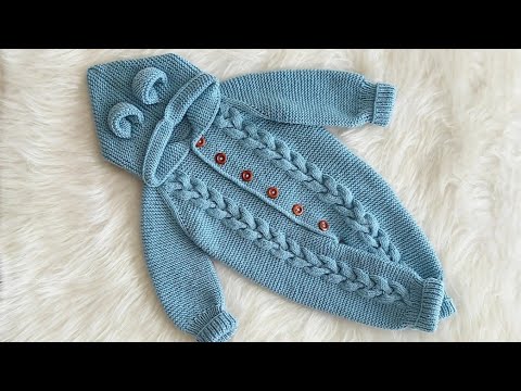 KAPŞONLU SAÇ ÖRGÜLÜ TULUM MODELİ (Hooded baby overall knitting)