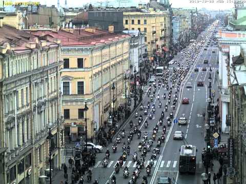 Парад байкеров на Невском проспекте
