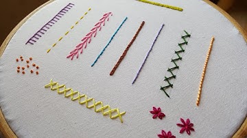 TOP 12 BASIC STITCHES IN HAND EMBROIDERY | Tutorial for Beginners.