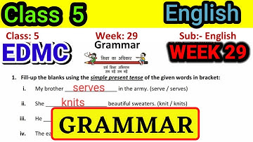 EDMC Class 5 English Week 29 Worksheet 29 | 5th Class English Worksheet 29 Grammar | 5 Class English