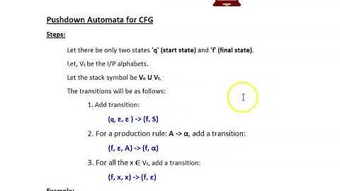 Example of Conversion of a Context-free Grammar to a Pushdown Automata - Theory of Computation