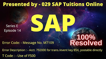 SAP Error Resolved  | Acct. 792000 for trans./event key BSX, postable directly | Message No. M7109 |