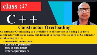 27 Constructor Overloading in C++ | C++ Programming Tutorial for beginners | cpp | C plus plus by tech fort 13 views 3 years ago 7 minutes, 26 seconds