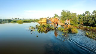 Remove Floating Plant Clogged Massive Dam Drain For Villager Traffic