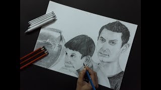 Drawing Aamir Khan And Darsheel Safary Taare Zameen Par