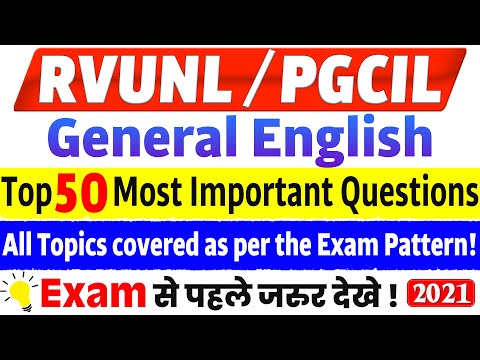 General English Top 50 MCQs For PGCIL Diploma Trainee U0026 RVUNL 2021| ?English Grammar For RSEB Exam