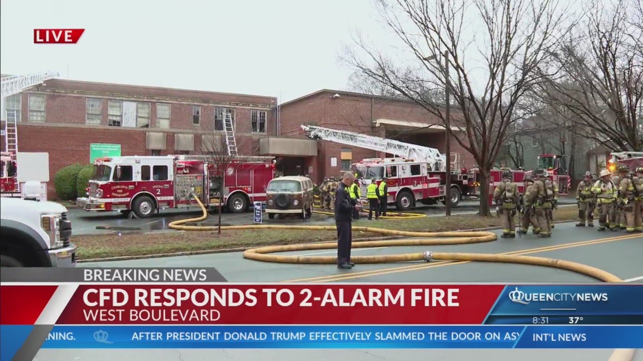2-alarm fire breaks out at historic Charlotte school - YouTube