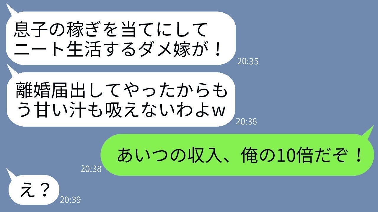 在宅で2000万を稼ぐ妻をニートだと誤解して、自分勝手に離婚届を提出した義母「息子の寄生虫は追い出せ！」→誤解している腹立たしい義母に私の年収を伝えた時の反応がwww