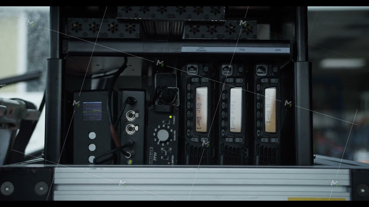 Rack focus shot of professional electronic onboard devices for capturing inflight video in