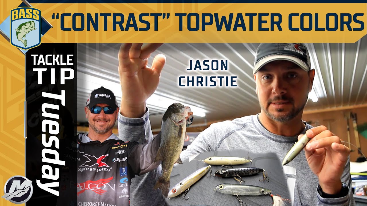 Select the correct colors Jason Christie recommends for topwater lures 