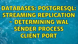 Databases: Postgresql: Streaming Replication - determining wal sender process client port