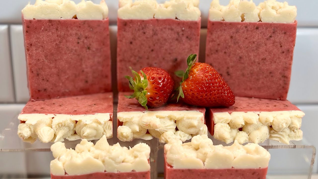 FRESH STRAWBERRY soap w/REAL STRAWBERRIES & Goat milk cream