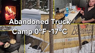 Over Night At The Abandoned Truck Camp Very Cold Weather 2024