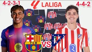 Barcelona Vs Atletico Madrid Potential Head To Head Line up in Laliga Jornada 15 Season 2025/2026