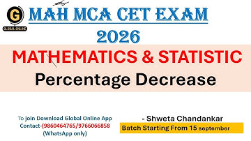 MAH MCA CET Exam 2026| Mathematics& statistic |Percentage decrease Questions| By ShwetaChandankar
