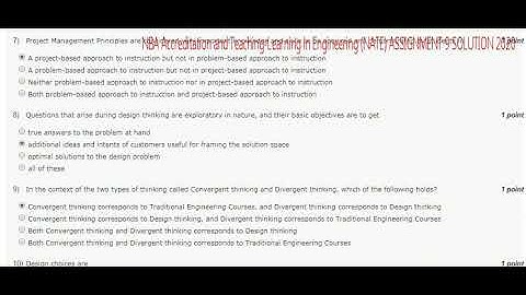 NPTEL NBA Accreditation and Teaching-Learning in Engineering (NATE) ASSIGNMENT 9 SOLUTION 2020