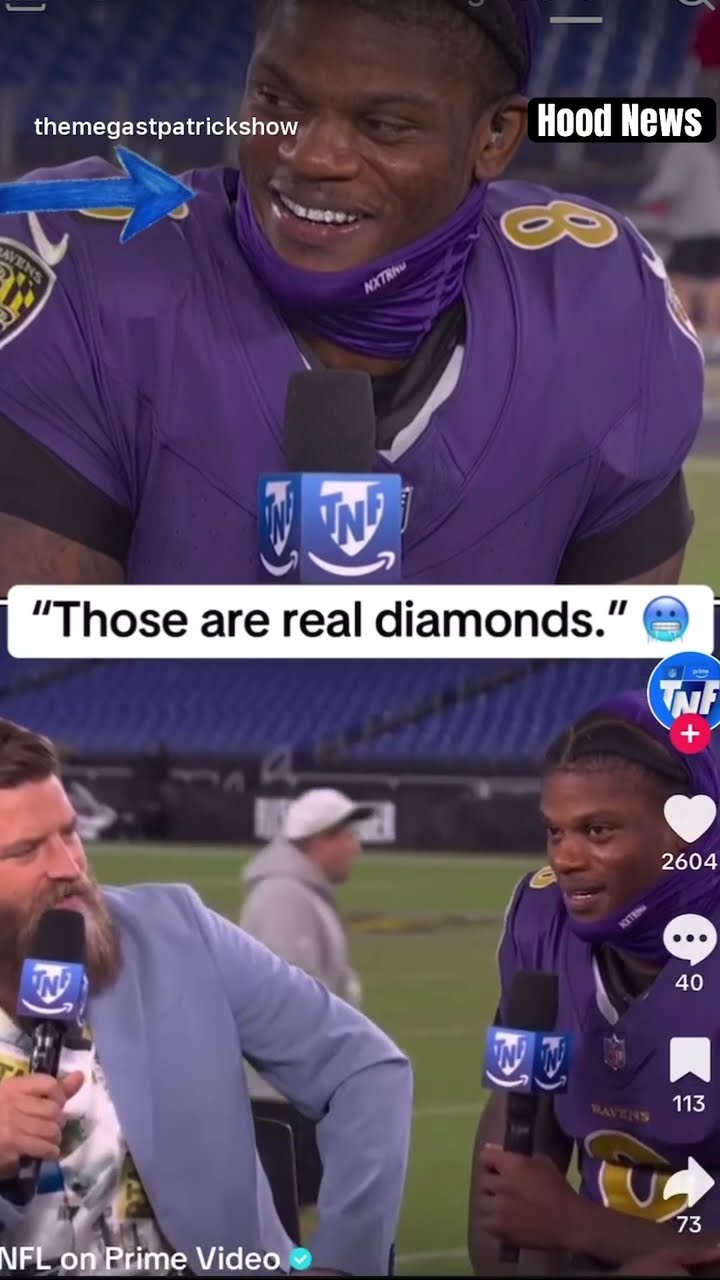 Are they real? ? #hoodnews #lamarjackson #interview #ravens #diamond #diamonds #real #omg #how #wow