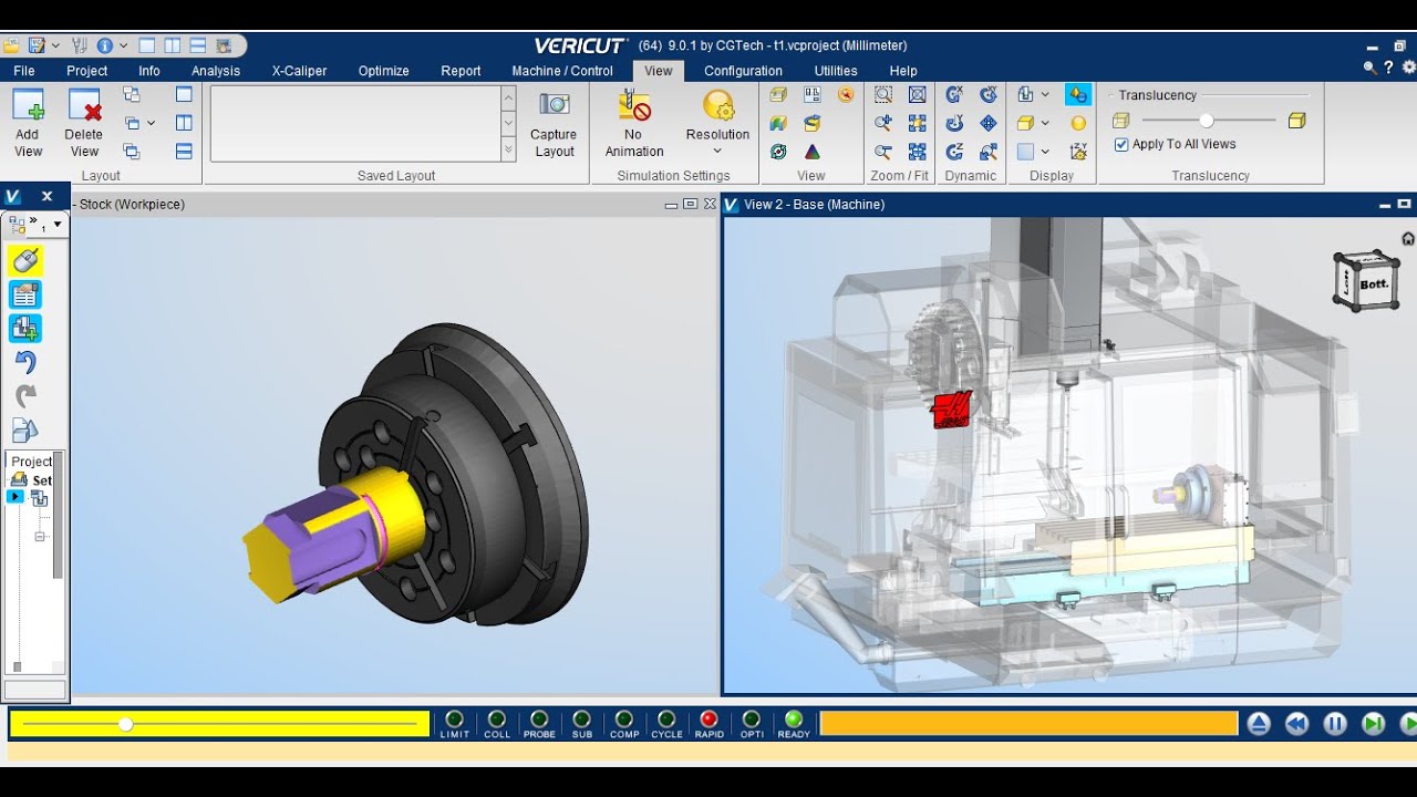 check-g-code-simulation-haas-vf3-with-4th-axis-in-vericut-youtube