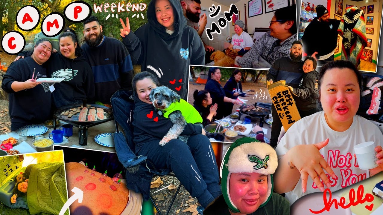 VLOG: camping w/ my korean family, husband speaks vietnamese, sleepover at my moms, cooking + eating
