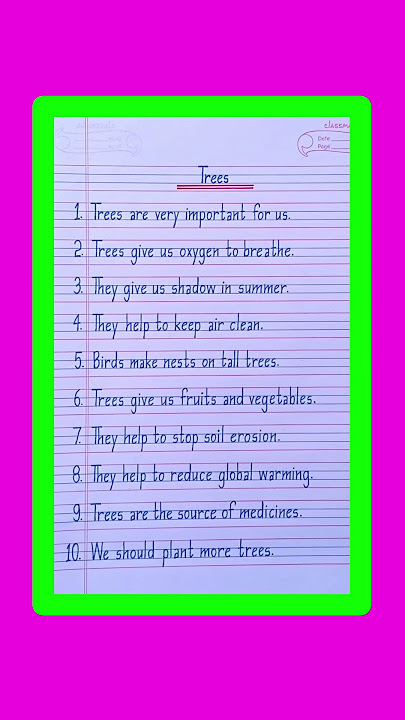 Essay On Trees in English/Paragraph On Trees/Trees Essay in English/10 Lines On Trees in English
