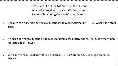3-4 Synthetic Division with Complex Numbers