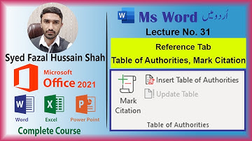 31 - Insert Table of Authorities in Ms Word | Mark Citation in Word in Hindi/Urdu