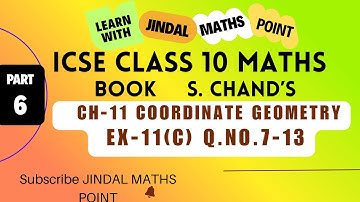 ICSE Class 10  |Ch-11 Coordinate Geometry | S. Chand