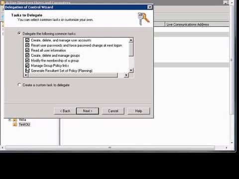 Delegate control to an organizational unit in Windows 2008