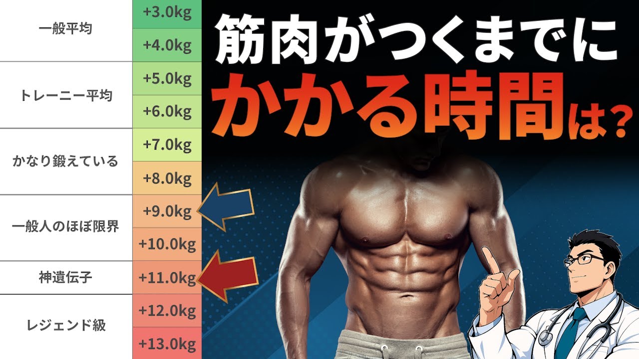 【1年で+10kg！？】筋トレをして筋肉がつくまでにかかる時間は？成果が出るまでのリアルな時間を徹底解説【知らないと挫折する落とし穴】