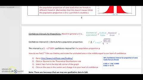 Notes 13 - Part 5 - Confidence Intervals and Using SAS