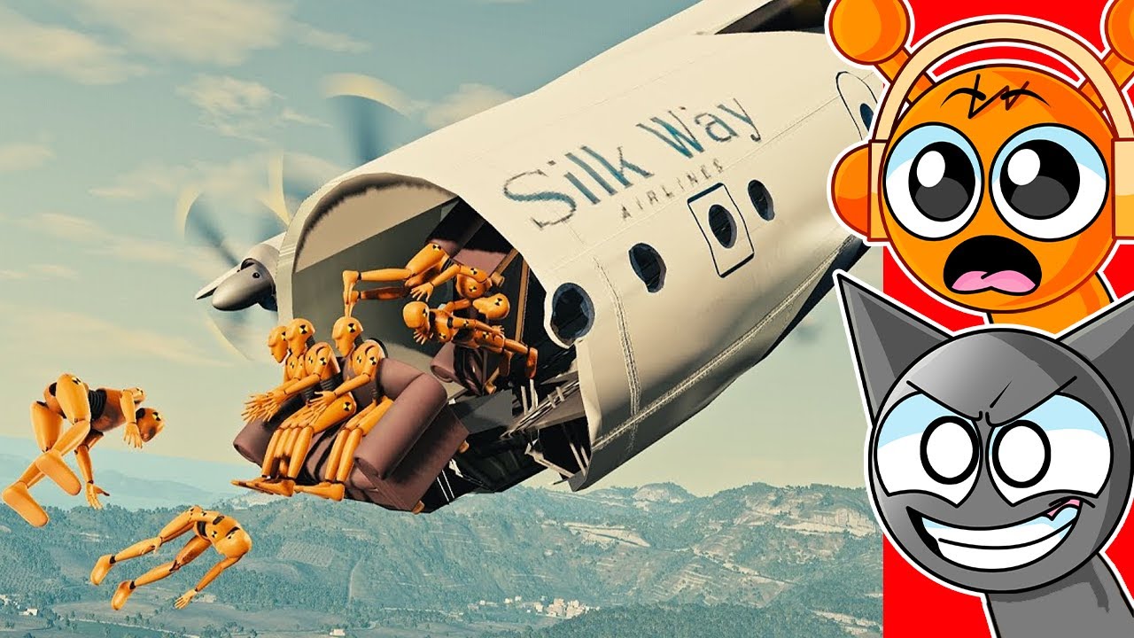 Реакция на САМЫЕ БЕЗУМНЫЕ АВИАКАТАСТРОФЫ и МОМЕНТЫ! (BeamNG Drive)