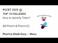 PGCET 2025 🏫 Top 10 Colleges? How to Identify the BEST Colleges for YOUR Rank (M.Pharm &amp; Pharm.D)