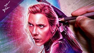 Drawing Black Widow - AVENGERS  END GAME Poster (PART 5) | Time-lapse Speed Drawing |