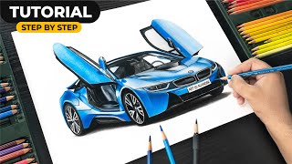 How to Draw Realistic CAR - Step by step