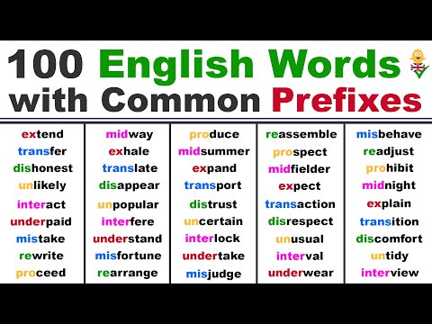 Learn 100 English Words With Common Prefixes | English Vocabulary Speaking  Practice - Youtube