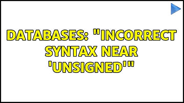 Databases: "Incorrect syntax near 