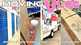 MOVING VLOG EP.1 📦  | Packing + Shopping for moving supplies + Clearing storage unit & more!