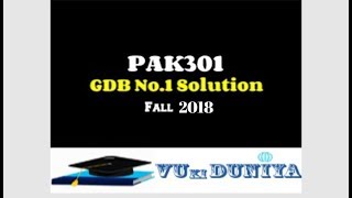 GDB...PAK301 Semester FALL2018