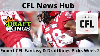 Week 2 CFL Fantasy & DFS Picks/ Research From CFL News Hub