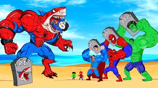 Rescue TEAM HULK Family & SPIDERMAN, SUPERMAN, VENOM vs SHARK SPIDERMAN : Who Will Win ? - FUNNY