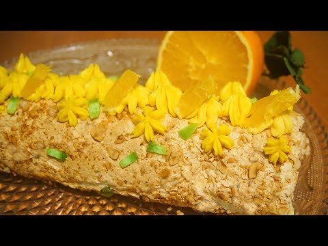 ბეზეს რულეტი ფორთოხლით(მერენგის როლი) . Meringue roll with orange. Меренговый Рулет