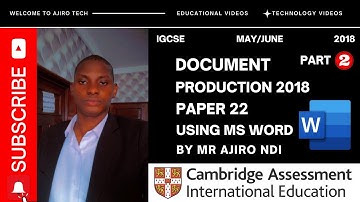 IGCSE ICT (0417/0983) Paper 2 Document Production May June 2018 Variant 22 | Microsoft Word